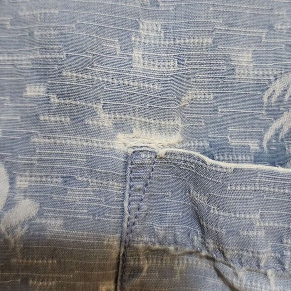 Tommy Bahama Hawaiian Floral Palm Tree Blue Button Shirt Silk Luau Camp Size XL - Picture 7 of 12